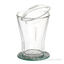 Прозрачная стеклянная чашка для виски с двойными стенками ручной работы